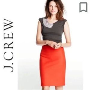 J. Crew Factory The Pencil Skirt Red Orange Skirt with Pockets Size 8